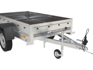Praktischer PKW-Anhänger Garden Trailer 200 Kipp mit kippbarer Deichsel, blauer Plane