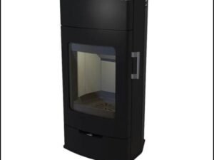 Kaminofen KRETZ ECHEDO 1 – 7 kW, schwarz, mit Holzfach & großer Sichtscheibe